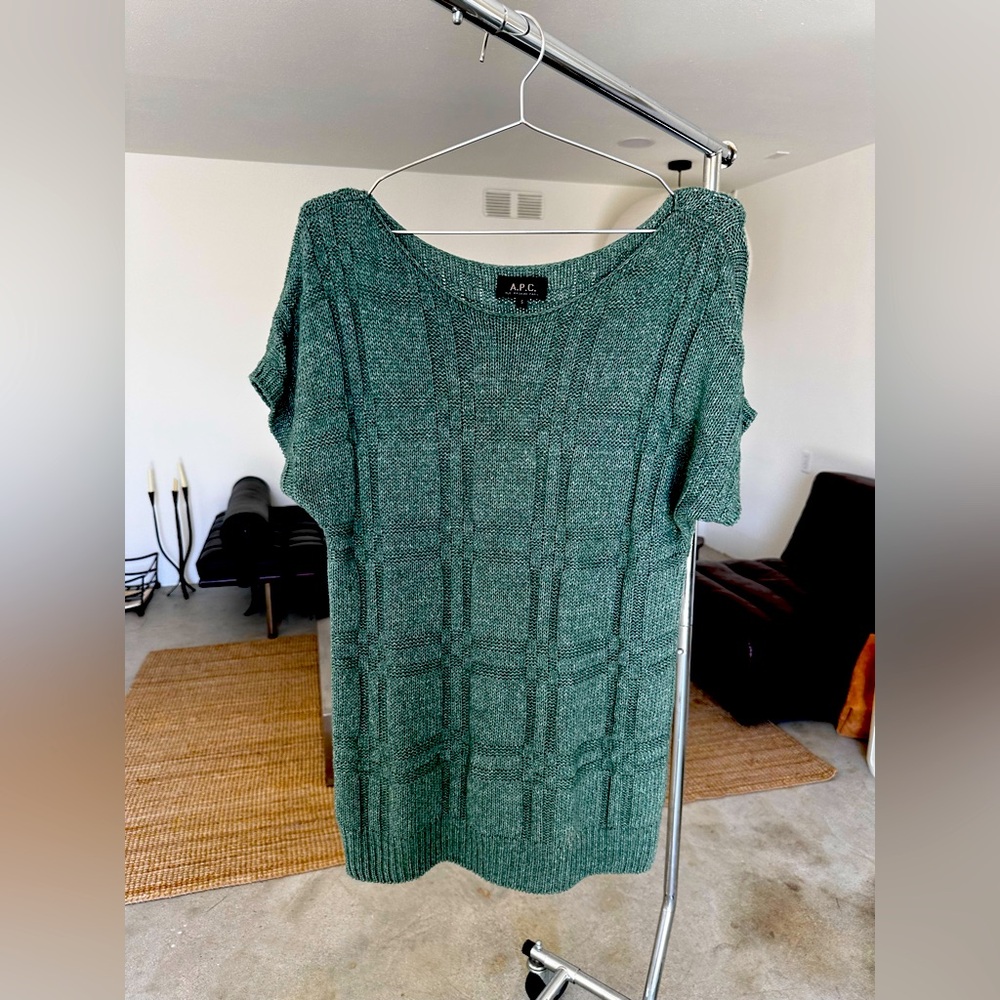 A.P.C. Paris short sleeve green tunic sweater S